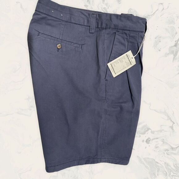 NWT Amendi Mens Karl Pleated Front Shorts -  Size 32W - Blue - Picture 3 of 6